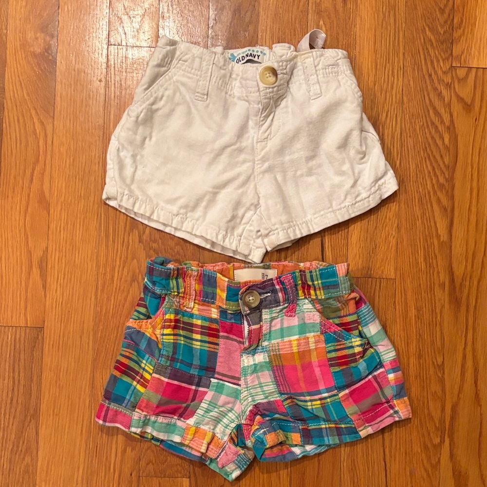 Old Navy Multicolor Plaid and White Shorts Set Girls Size 7
